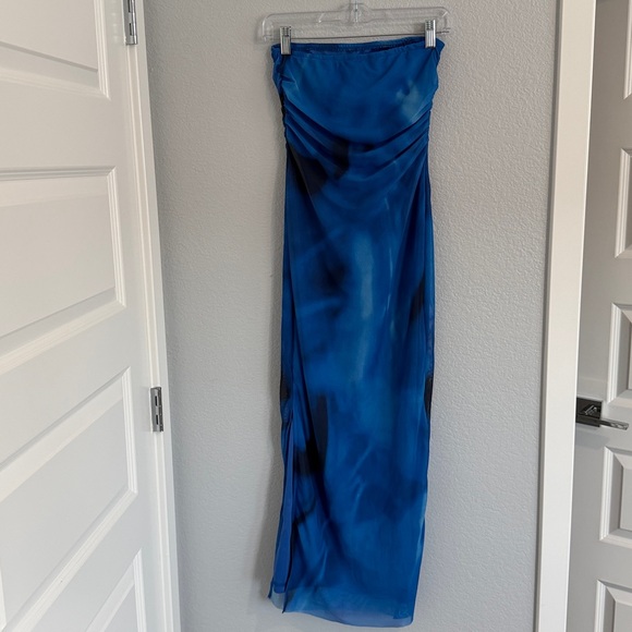 Shein Blue Strapless Tie Dye Tube Dress - Picture 9 of 9